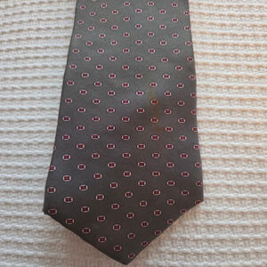 Men's Christian Dior Gray Red Patterned Silk Tie One Size